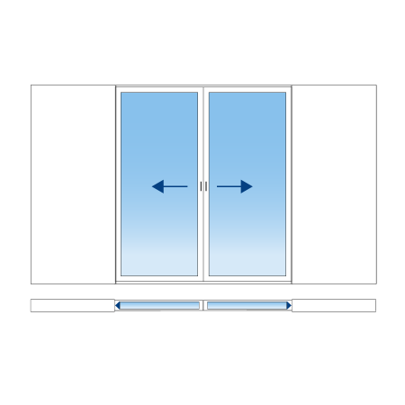 Baie Coulissante à galandage ALU 2 vantaux 1 rail sur mesure START&SUN