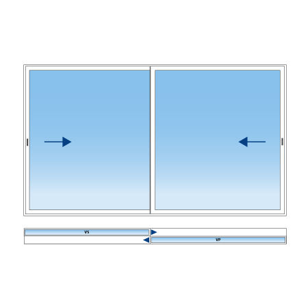 Baie coulissante ALU 2 vantaux 2 rails sur mesure