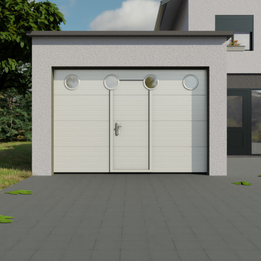 Garage Sectionnelle "sur mesure" avec Portillon et hublot horizontaux - artNtraction