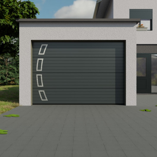 Porte de garage sectionnelle avec décors alu - décors arch- artnsun