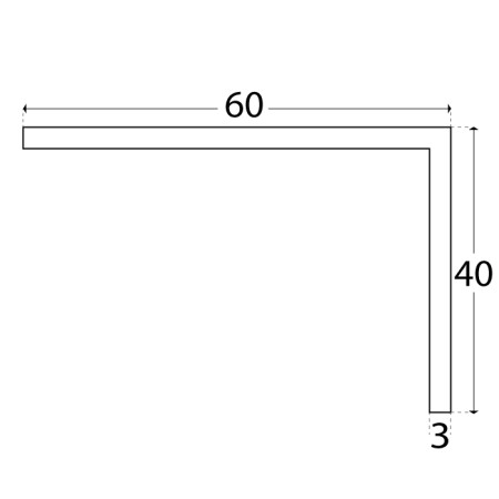 Cornière pvc 3 x 40 x 60 mm découpe sur mesure