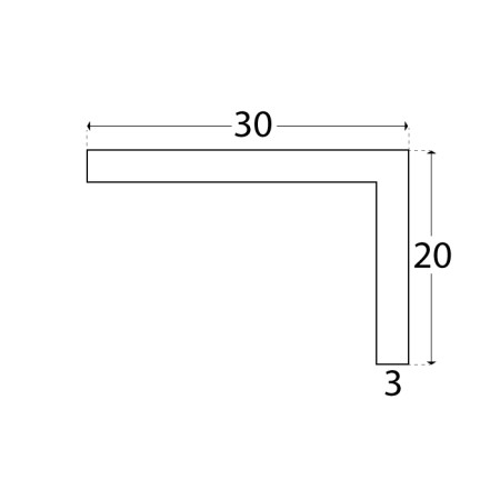 Cornière pvc 3 x 20 x 30 mm découpe sur mesure