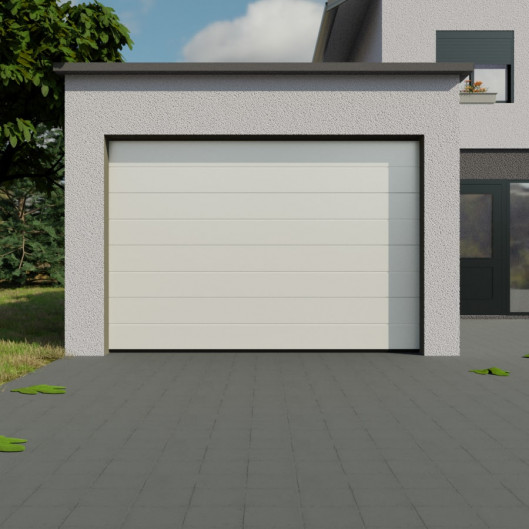 Porte de garage sectionnelle sur mesure tablier blanc plusieurs finitions.