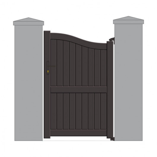 Portillon  aluminium plein forme chapeau de gendarme couleur Brun Gris 8019