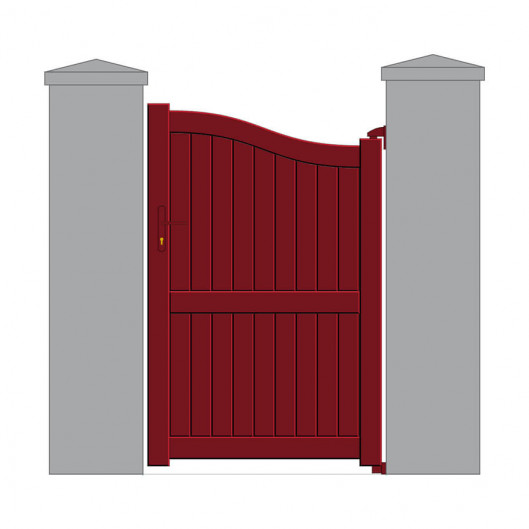 Portillon  aluminium plein forme chapeau de gendarme couleur rouge pourpre 3004