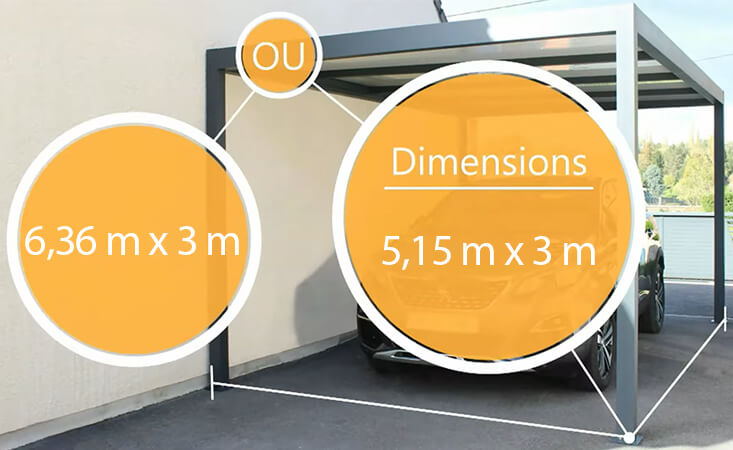 Dimensions abri voiture aluminium queen&sun