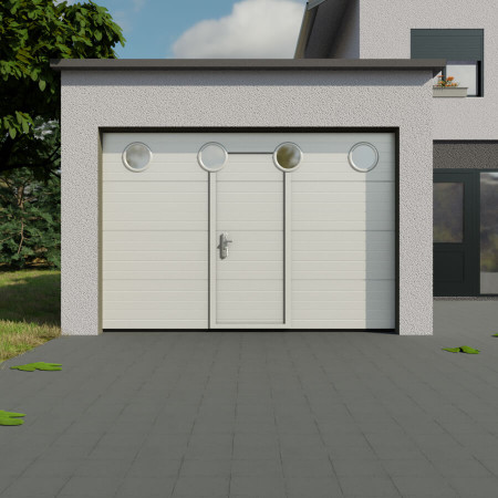 Garage Sectionnelle "sur mesure" avec Portillon et hublots horizontaux - artNtraction